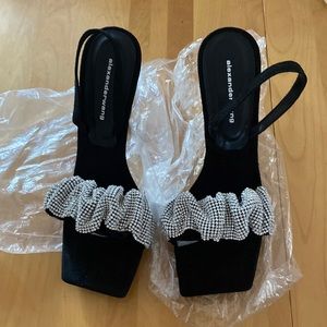 Ruched strap sling back sandals, brand new